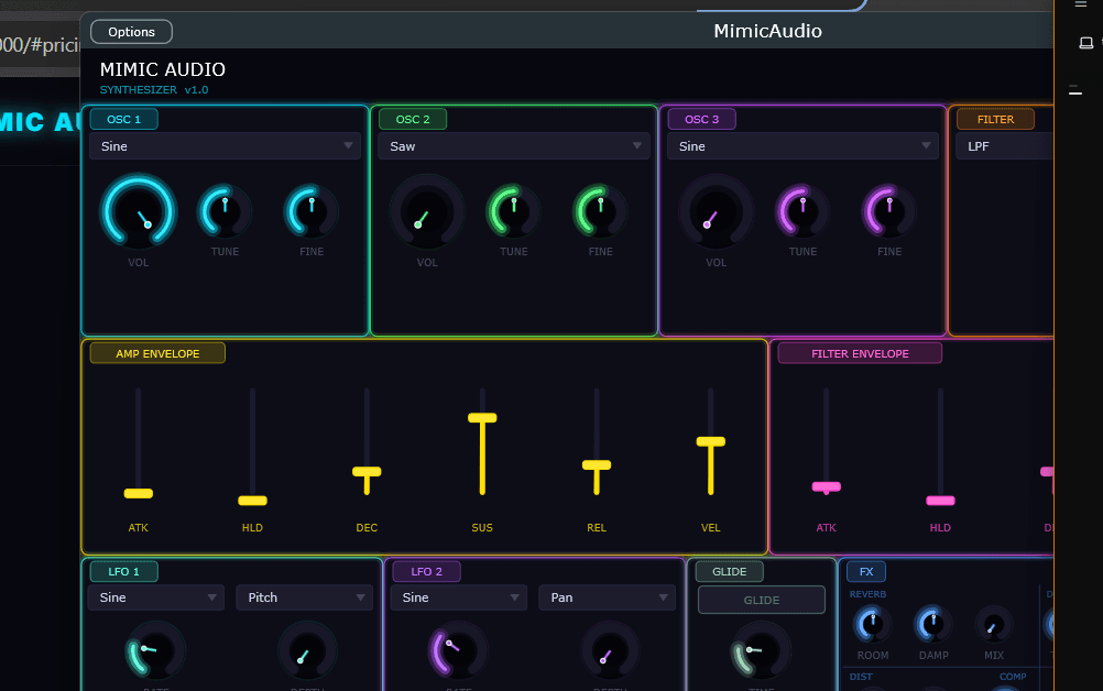 Mimic Audio Synthesizer Plugin Interface